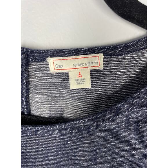 Gap, Size 4 Tall, Indigo Chambray Denim Shift Dress, Midi, Lightweight, preppy - Picture 2 of 8